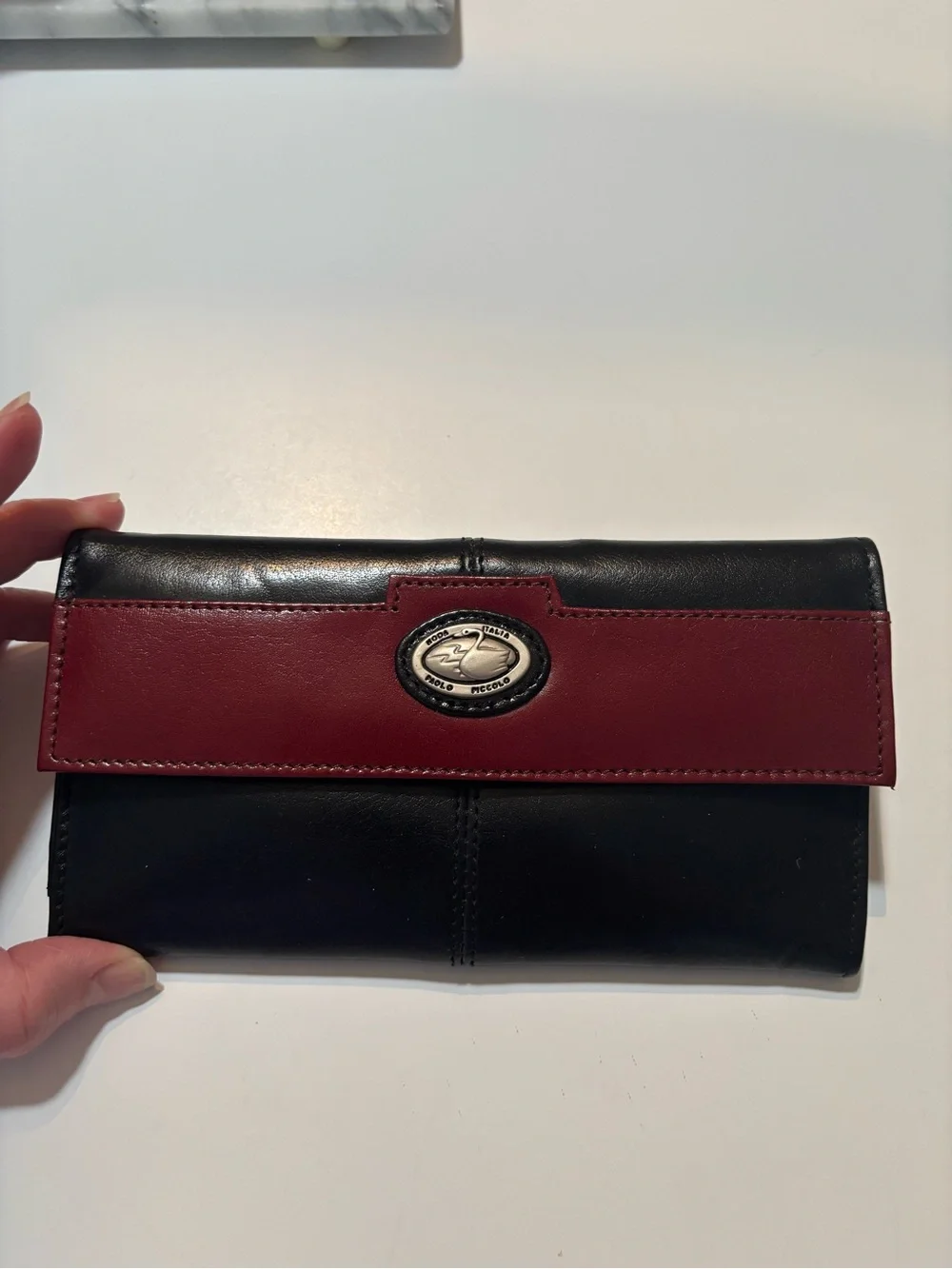 Mods Italia Paolo Piccolo Two-Tone Black and Burgundy Leather Wallet